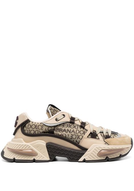 Sneakers basse Airmaster in pelle di vitello beige e nera DOLCE & GABBANA | CS1984-AO057HKXCM